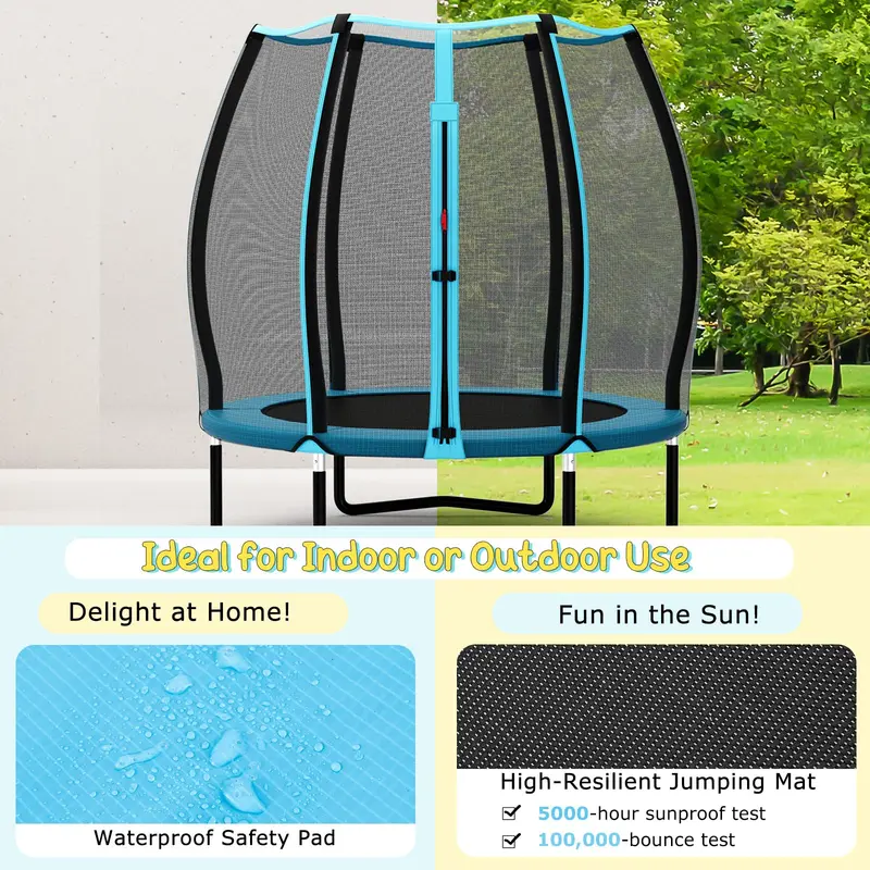 Goplus 55" Trampolin für Kinder, ASTM-zertifiziertes Mini-Trampolin für Kleinkinder mit Sicherheitsnetz