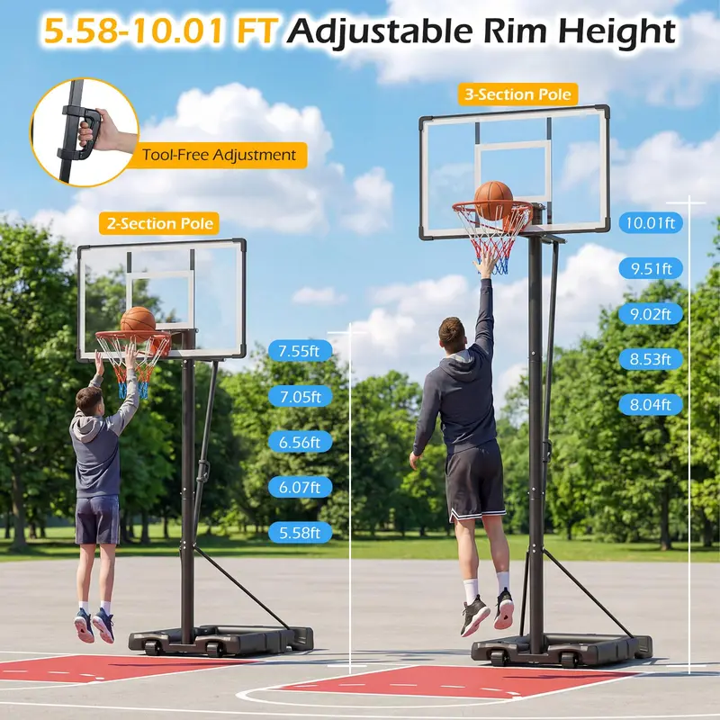 Goplus 5,6–10 Fuß verstellbarer tragbarer Basketballkorb für Erwachsene – für Außenbereich, Garten und Auffahrt 2