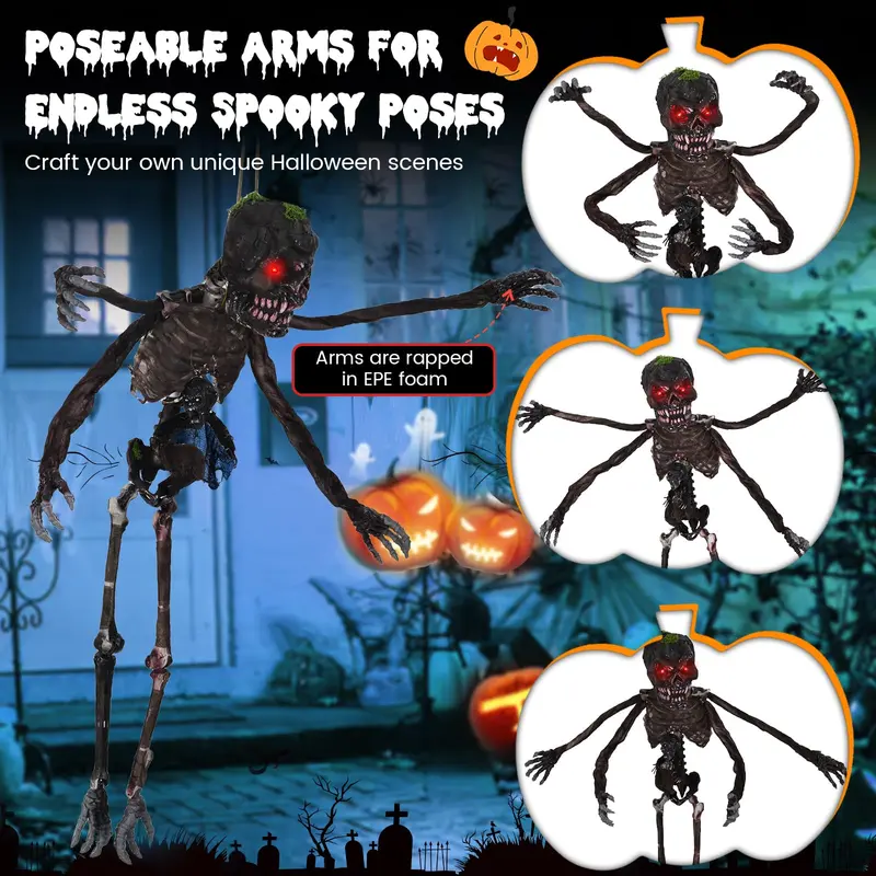 Goplus 6 FT animierte Halloween-Dekoration: hängender Zombie mit klangaktivierter Skelettdarstellung