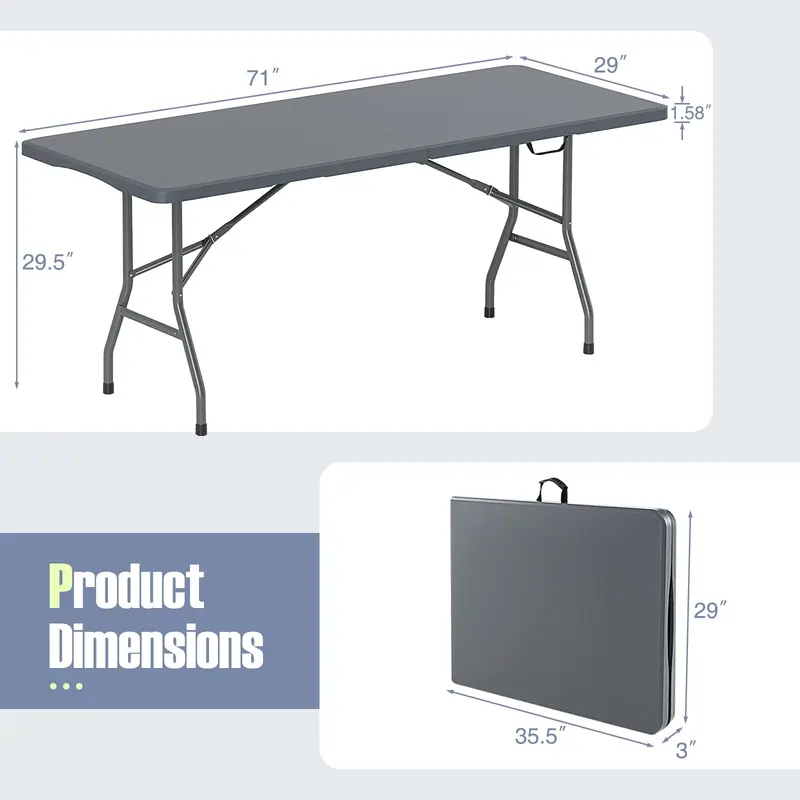 Goplus 6-Fuß-3-teiliges tragbares Picknick-Tisch-Bank-Set, klappbare Picknicktische aus HDPE-Kunststoff mit Bänken