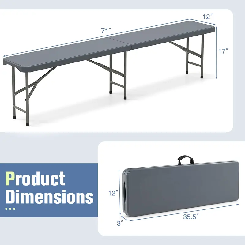 Goplus 6-Fuß-3-teiliges tragbares Picknick-Tisch-Bank-Set, klappbare Picknicktische aus HDPE-Kunststoff mit Bänken