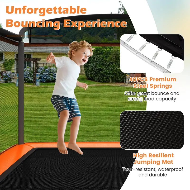 Goplus 6-Fuß-Kindertrampolin mit Schaukel, rechteckiges Freizeittrampolin mit Sicherheitsnetz nach ASTM-Standard
