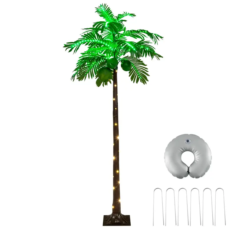 GoPlus 6-Fuß-künstlicher beleuchteter Palmenbaum für den Außenbereich – tropische Palme mit 309 LED-Leuchten