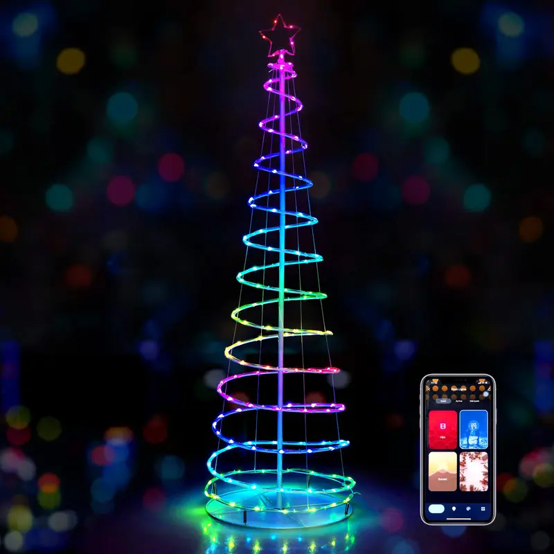 GoPlus 6-Fuß-Spiralen-Weihnachtsbaum, LED-Weihnachtsbaum für den Außenbereich mit 135 LED-Leuchten