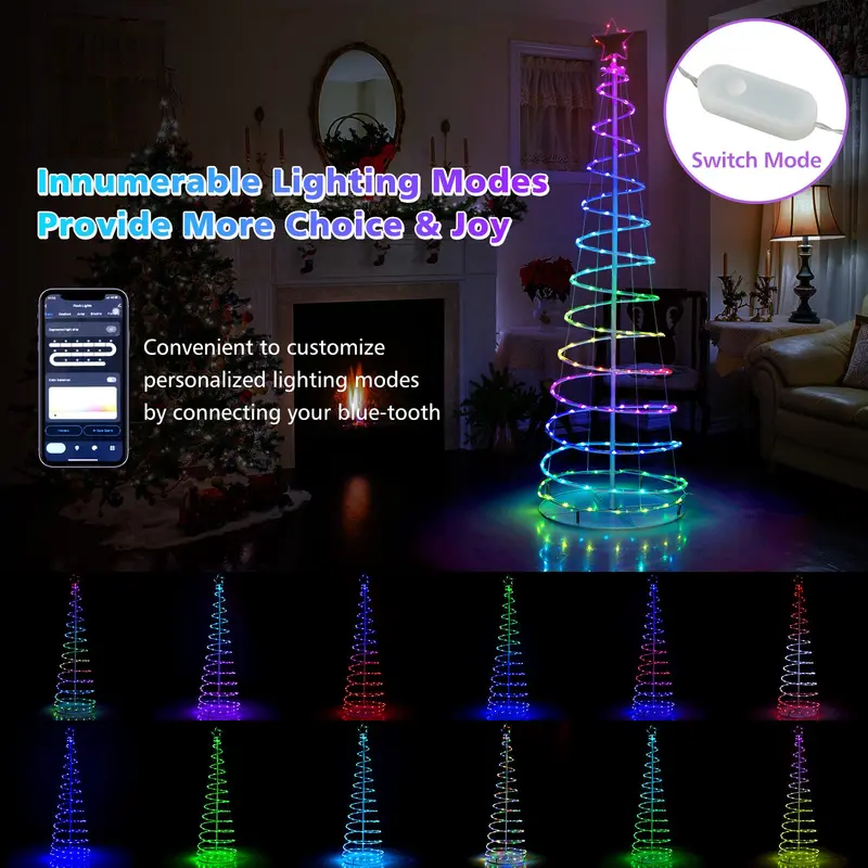 GoPlus 6-Fuß-Spiralen-Weihnachtsbaum, LED-Weihnachtsbaum für den Außenbereich mit 135 LED-Leuchten 2