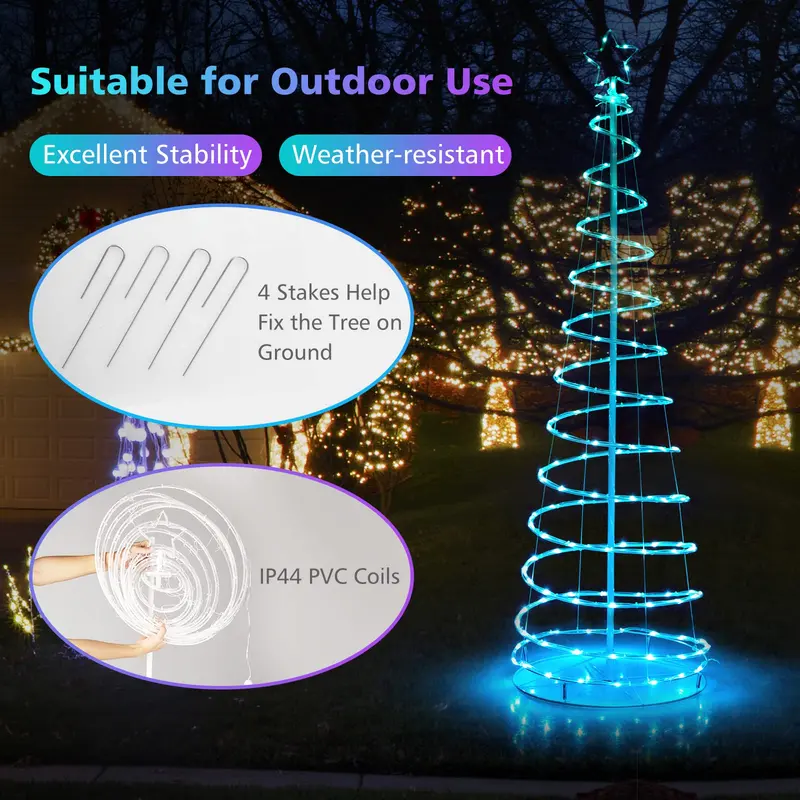 GoPlus 6-Fuß-Spiralen-Weihnachtsbaum, LED-Weihnachtsbaum für den Außenbereich mit 135 LED-Leuchten