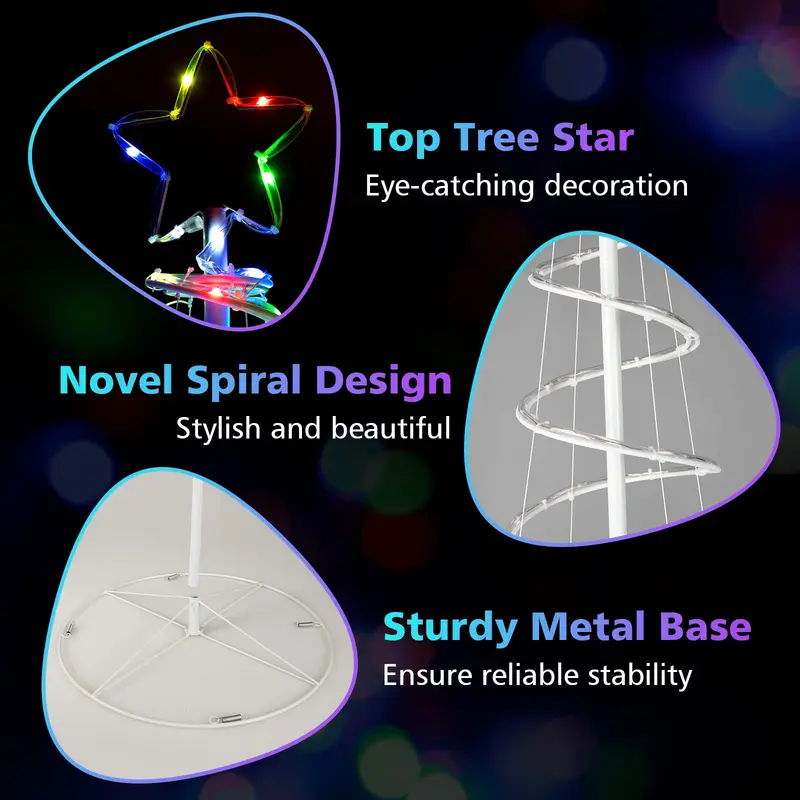 GoPlus 6-Fuß-Spiralen-Weihnachtsbaum, LED-Weihnachtsbaum für den Außenbereich mit 135 LED-Leuchten