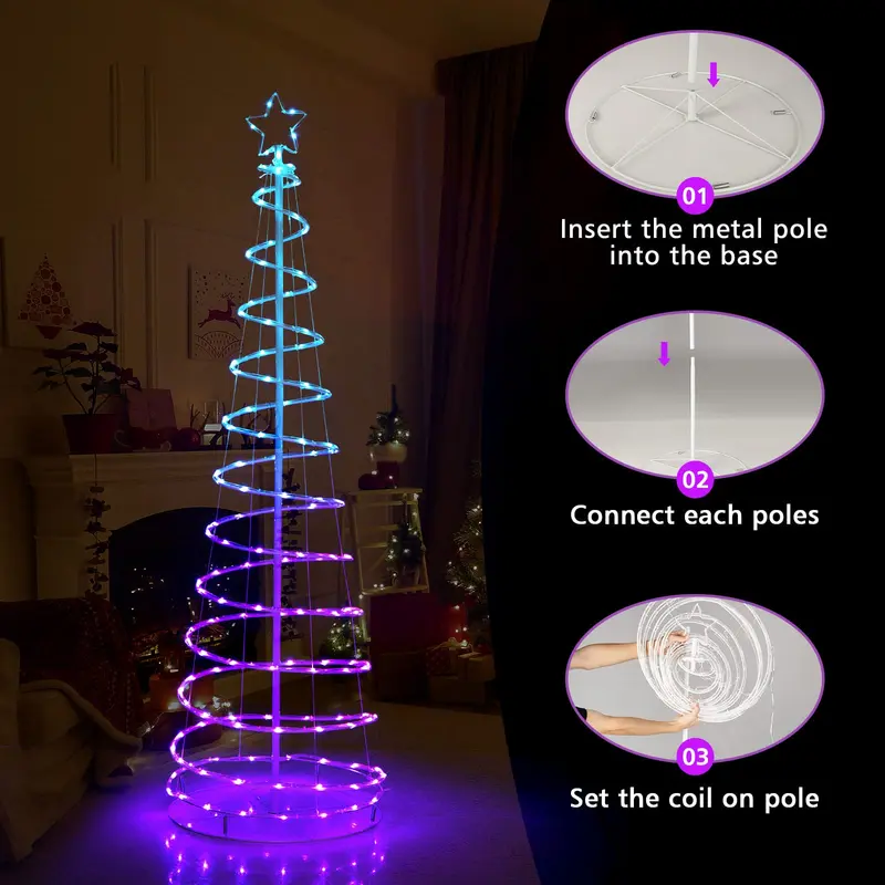 GoPlus 6-Fuß-Spiralen-Weihnachtsbaum, LED-Weihnachtsbaum für den Außenbereich mit 135 LED-Leuchten
