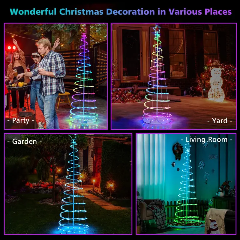 GoPlus 6-Fuß-Spiralen-Weihnachtsbaum, LED-Weihnachtsbaum für den Außenbereich mit 135 LED-Leuchten