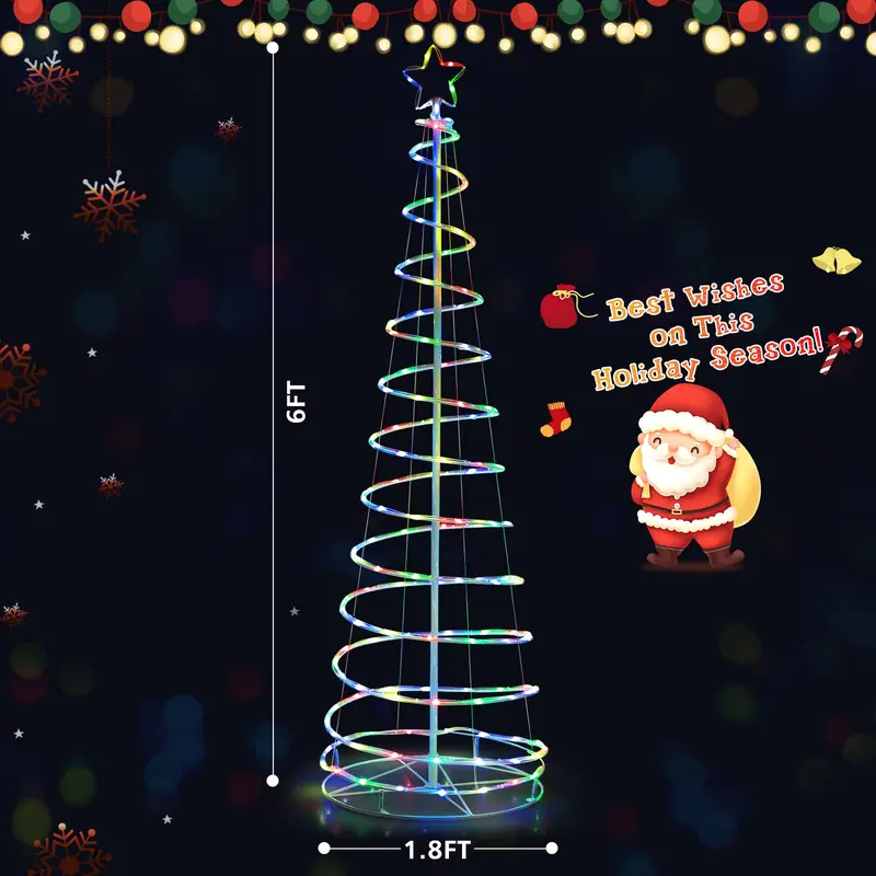 GoPlus 6-Fuß-Spiralen-Weihnachtsbaum, LED-Weihnachtsbaum für den Außenbereich mit 135 LED-Leuchten