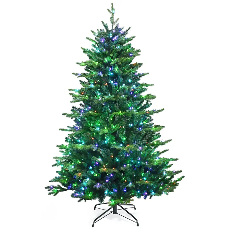 GoPlus 6-Fuß-vorgefertigter Weihnachtsbaum mit LED-Beleuchtung, klappbarer künstlicher Weihnachtsbaum mit 420 über App steuerbaren LED-Leuchten