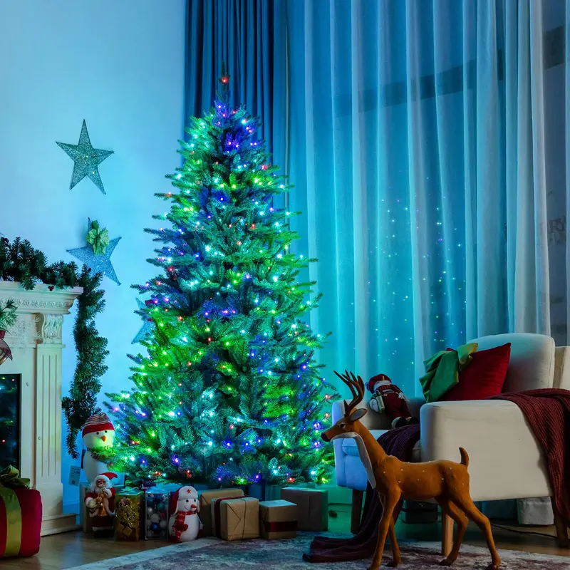 GoPlus 6-Fuß-vorgefertigter Weihnachtsbaum mit LED-Beleuchtung, klappbarer künstlicher Weihnachtsbaum mit 420 über App steuerbaren LED-Leuchten 2