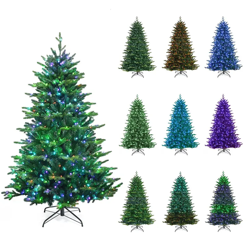 GoPlus 6-Fuß-vorgefertigter Weihnachtsbaum mit LED-Beleuchtung, klappbarer künstlicher Weihnachtsbaum mit 420 über App steuerbaren LED-Leuchten