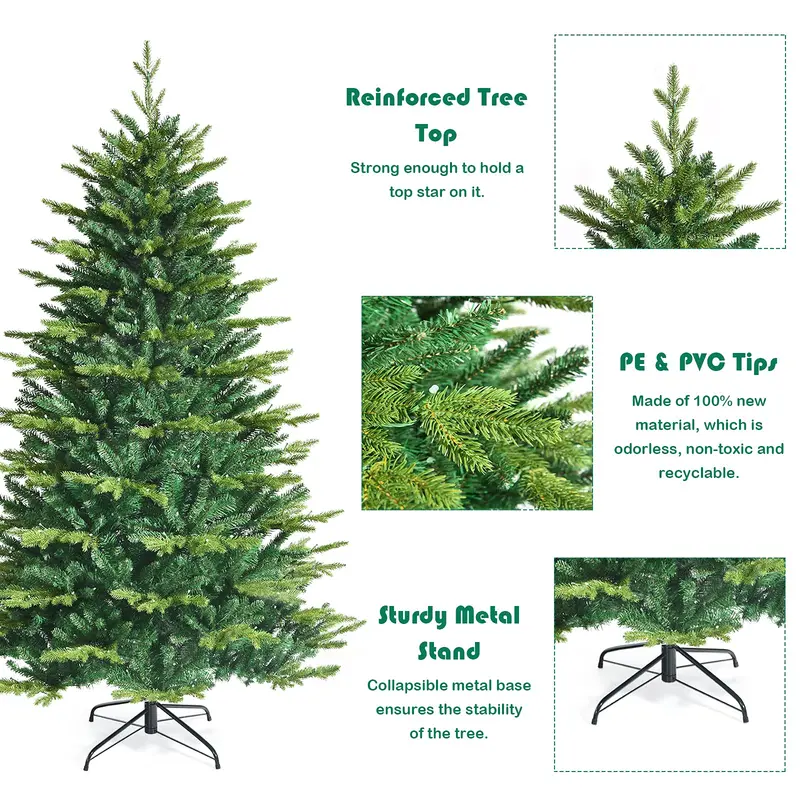 GoPlus 6-Fuß-vorgefertigter Weihnachtsbaum mit LED-Beleuchtung, klappbarer künstlicher Weihnachtsbaum mit 420 über App steuerbaren LED-Leuchten
