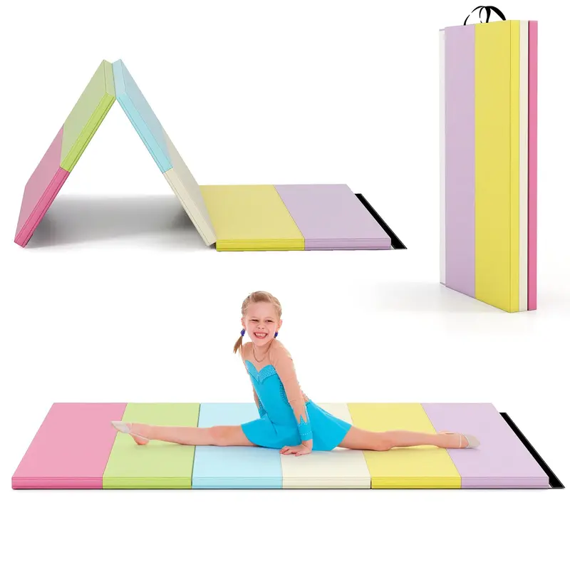 Goplus 6' x 4' dreiteilige klappbare Turnmatte mit Tragegriffen und Klettverschluss