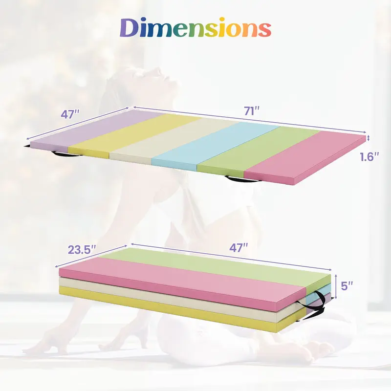 Goplus 6' x 4' dreiteilige klappbare Turnmatte mit Tragegriffen und Klettverschluss