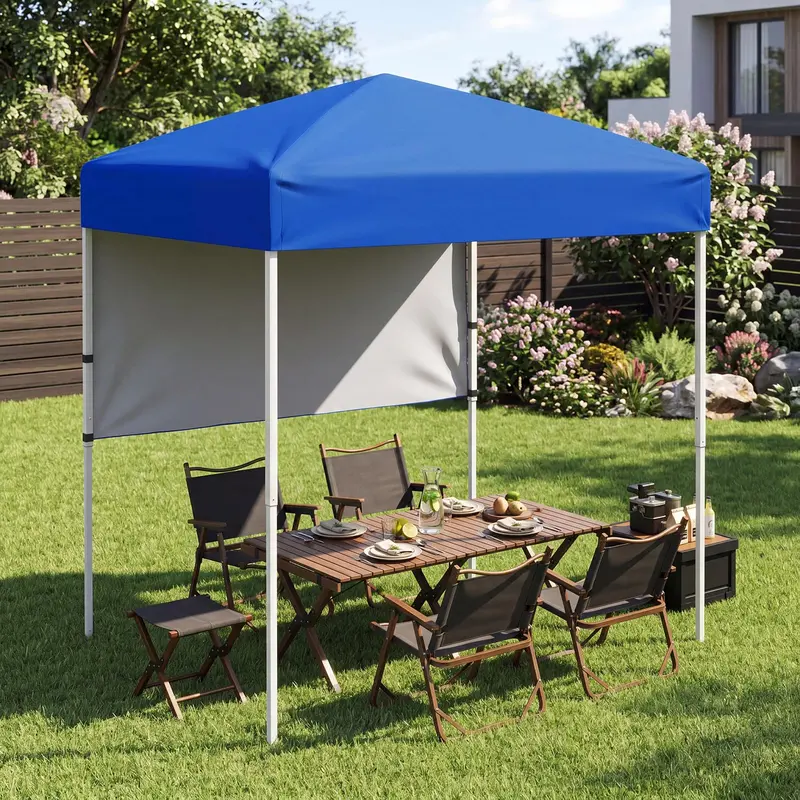 Goplus 6 x 4 ft Klapp-Zelt mit UV-Schutz UPF50+, einfache Montage, inkl. halber Seitenwand 2
