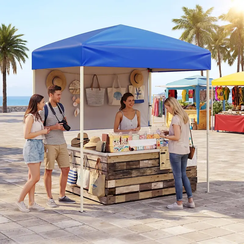 Goplus 6 x 4 ft Klapp-Zelt mit UV-Schutz UPF50+, einfache Montage, inkl. halber Seitenwand