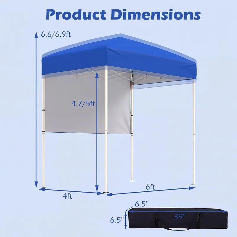 Goplus 6 x 4 ft Klapp-Zelt mit UV-Schutz UPF50+, einfache Montage, inkl. halber Seitenwand