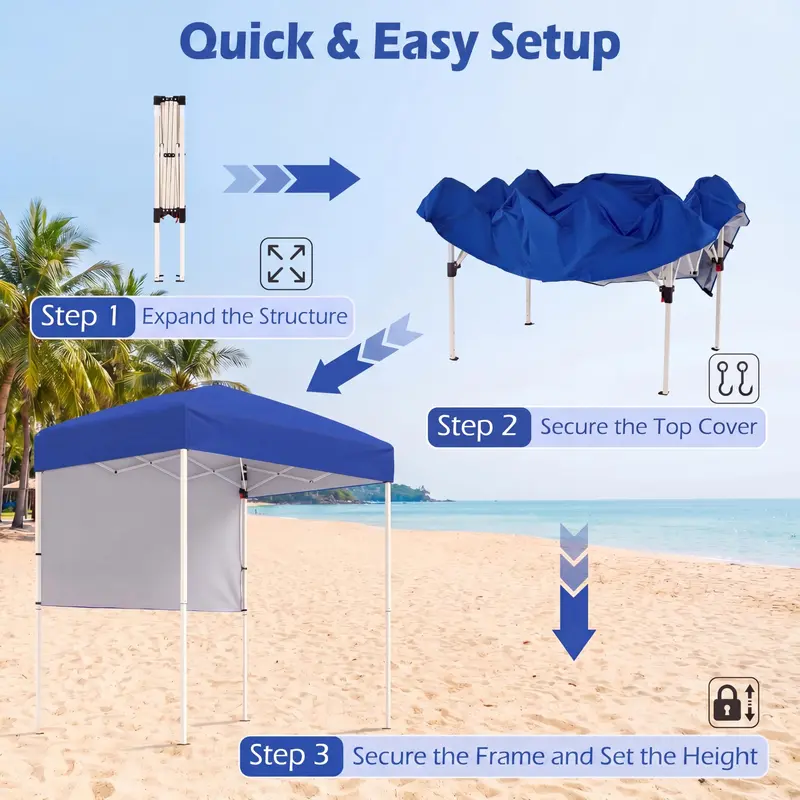 Goplus 6 x 4 ft Klapp-Zelt mit UV-Schutz UPF50+, einfache Montage, inkl. halber Seitenwand