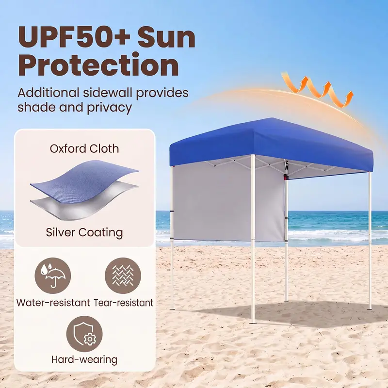 Goplus 6 x 4 ft Klapp-Zelt mit UV-Schutz UPF50+, einfache Montage, inkl. halber Seitenwand