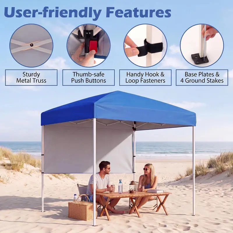 Goplus 6 x 4 ft Klapp-Zelt mit UV-Schutz UPF50+, einfache Montage, inkl. halber Seitenwand