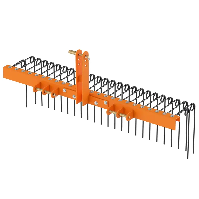 Goplus 60"-Pinienstroh-Rechen zum Anhängen – Landschaftsrechen mit 26 metallischen Spiralen für Blätter, Gras usw.