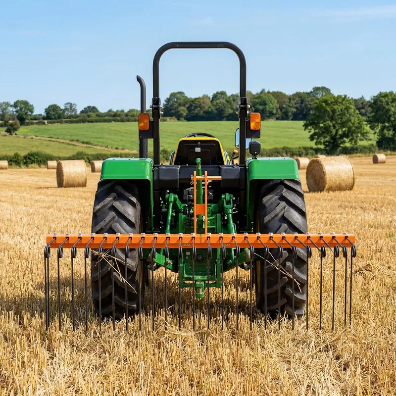 Goplus 60"-Pinienstroh-Rechen zum Anhängen – Landschaftsrechen mit 26 metallischen Spiralen für Blätter, Gras usw.