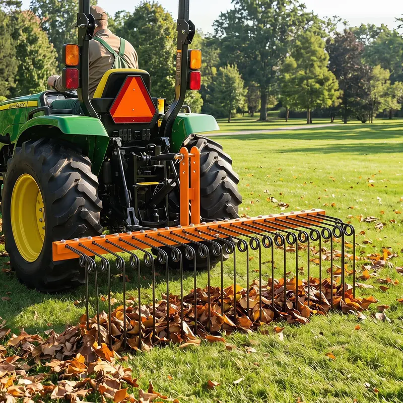 Goplus 60"-Pinienstroh-Rechen zum Anhängen – Landschaftsrechen mit 26 metallischen Spiralen für Blätter, Gras usw.