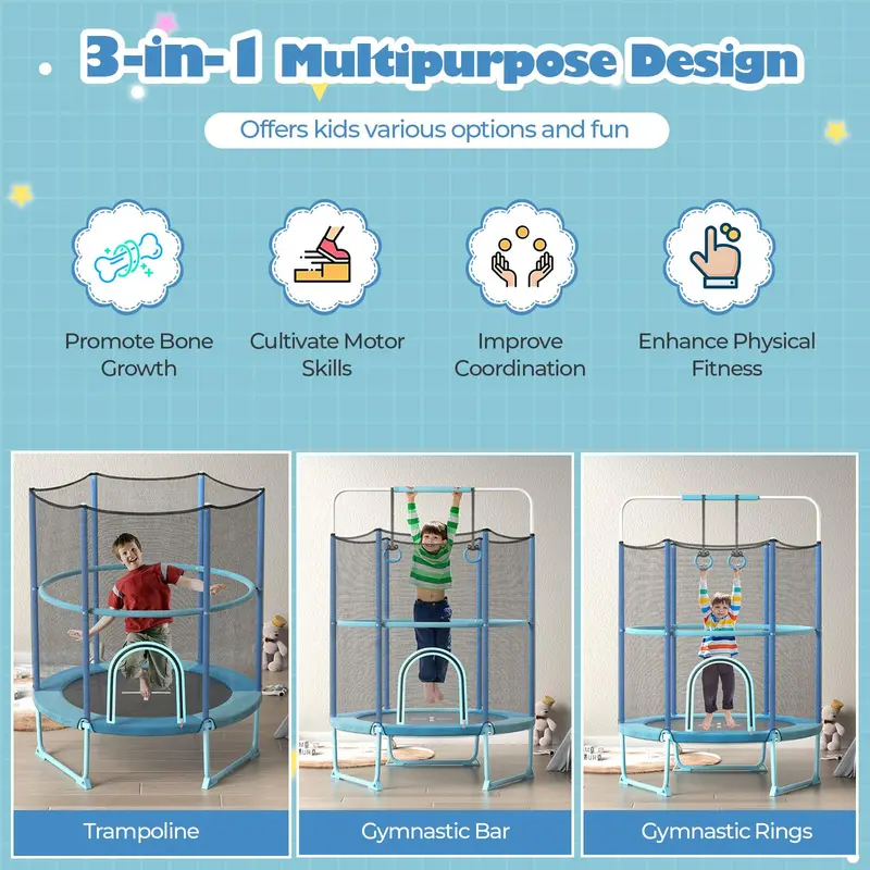 Goplus 60"-Trampolin für Kinder, 3-in-1-Trampolin für Kleinkinder