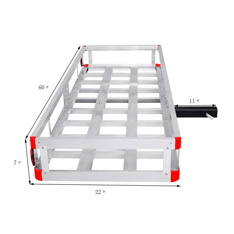 Goplus 60" x 22" Anhängerkupplungs-Bagageträger, Aluminium-Gepäckkorb für 2"-Aufnahmen