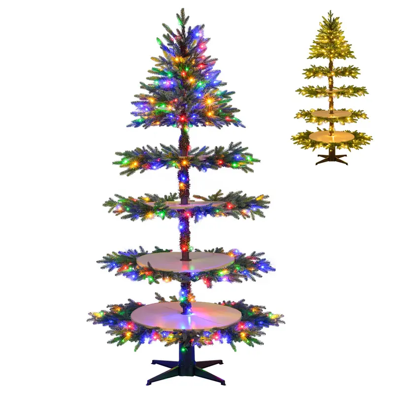 GoPlus 6,4 ft künstlicher Weihnachtsbaum mit Vorverkabelung und 360° drehbarem Sockel