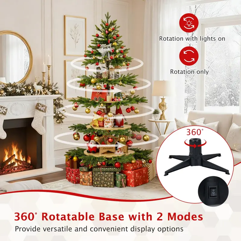 GoPlus 6,4 ft künstlicher Weihnachtsbaum mit Vorverkabelung und 360° drehbarem Sockel