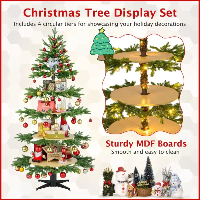 GoPlus 6,4 ft künstlicher Weihnachtsbaum mit Vorverkabelung und 360° drehbarem Sockel