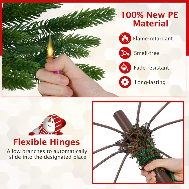 GoPlus 6,4 ft künstlicher Weihnachtsbaum mit Vorverkabelung und 360° drehbarem Sockel