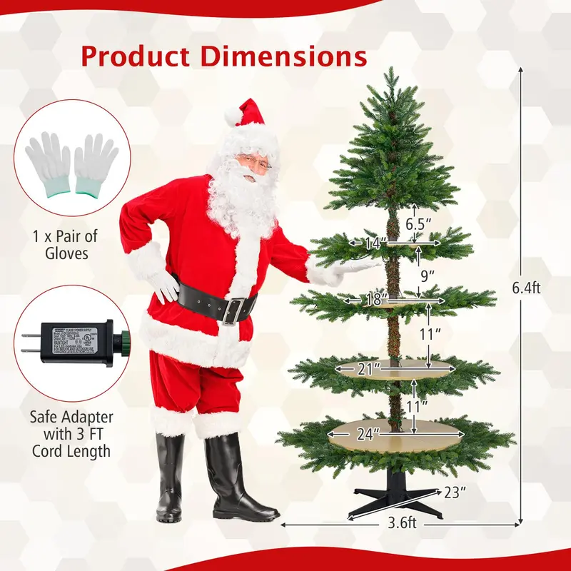 GoPlus 6,4 ft künstlicher Weihnachtsbaum mit Vorverkabelung und 360° drehbarem Sockel