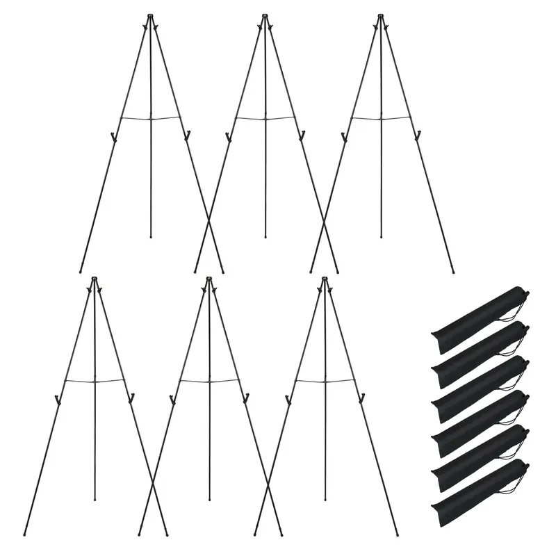 Goplus 65" Metallstaffelei-Set mit beweglichen Kartenhaltern und rutschfesten Fußpolstern (6er-Pack)