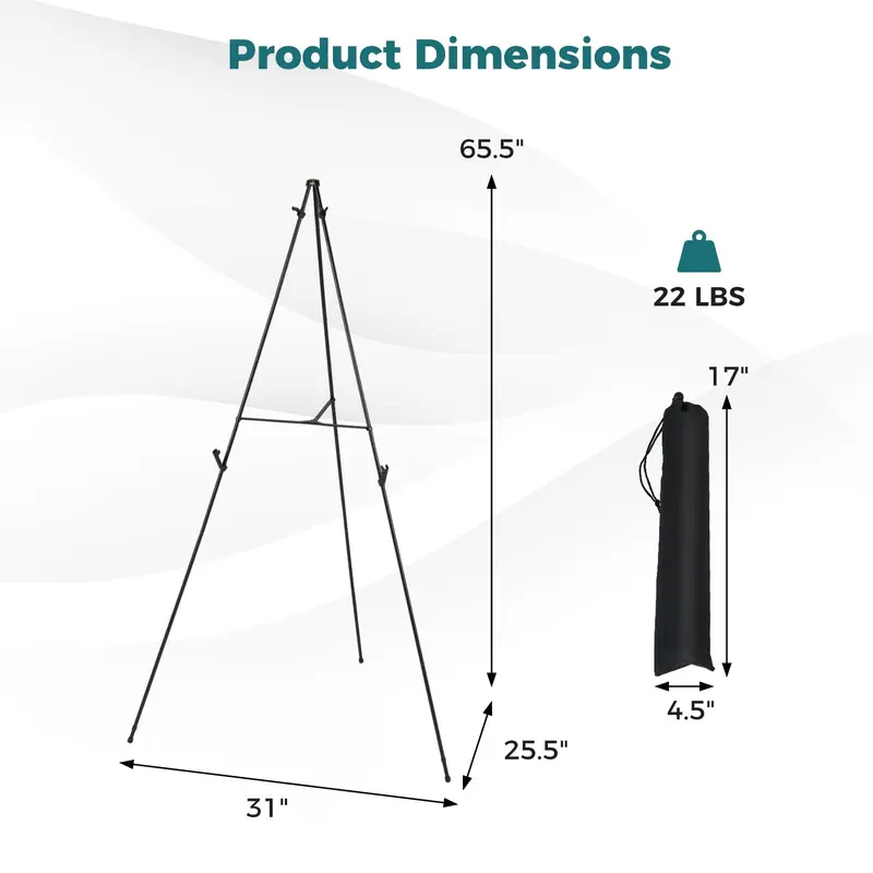 Goplus 65" Metallstaffelei-Set mit beweglichen Kartenhaltern und rutschfesten Fußpolstern (6er-Pack) 2