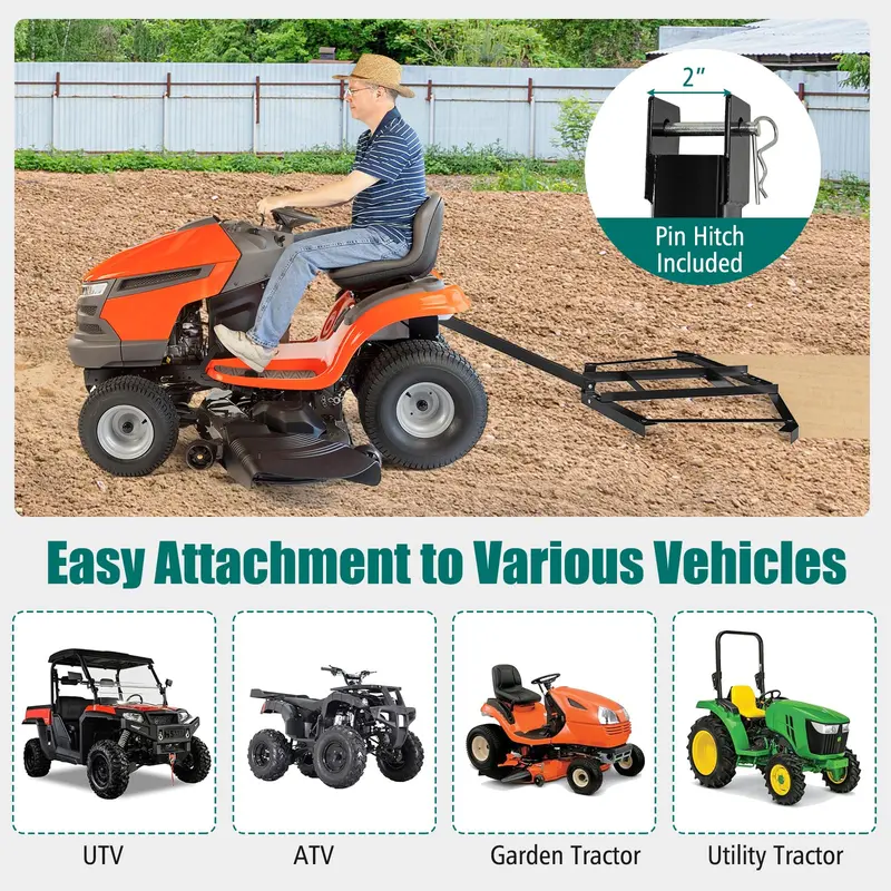Goplus 66" breiter Auffahrt-Drag-Harrow zum Hinterherziehen – Landschafts-Ebnegabel mit verstärkten Stäben 2