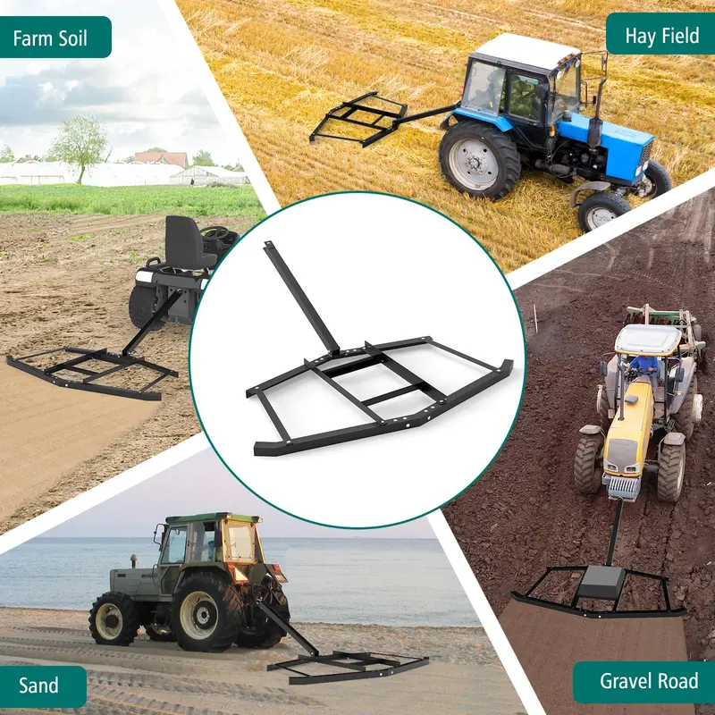 Goplus 66" breiter Auffahrt-Drag-Harrow zum Hinterherziehen – Landschafts-Ebnegabel mit verstärkten Stäben
