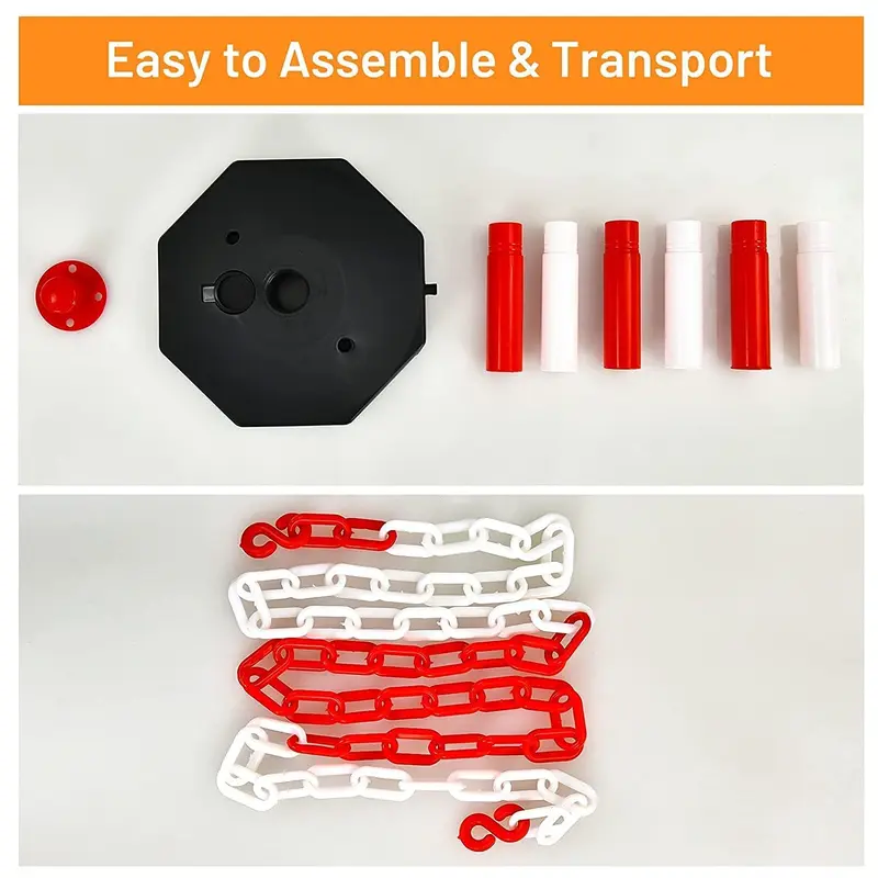 Goplus 6er-Pack Markierungspfosten mit Kegel, Verkehrskonus-Sicherheitsbarriere mit achteckiger befüllbarer Basis und 1,5-m-Ketten