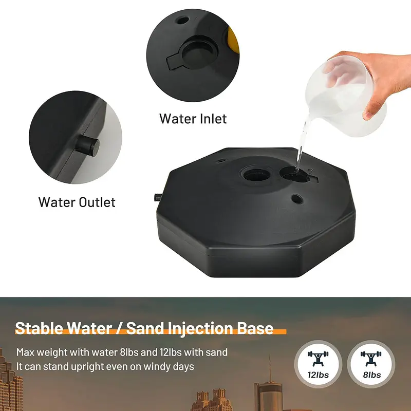 GoPlus 6er-Pack Markierungspfosten mit Kegel, Verkehrskonus-Sicherheitsbarriere mit achteckiger befüllbarer Basis und 1,5-m-Ketten (6 Stück, Schwarz + Gelb)
