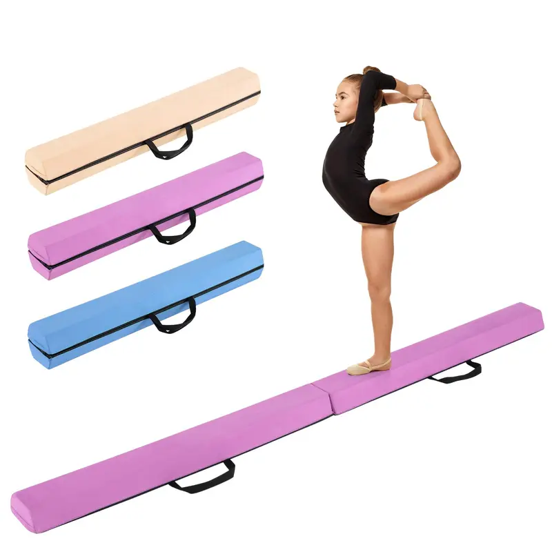 Goplus 7-Fuß-Klapp-Balancebalken, Schaumstoff-Gymnastikbalken mit abnehmbarem Wildlederbezug und rutschfestem Boden
