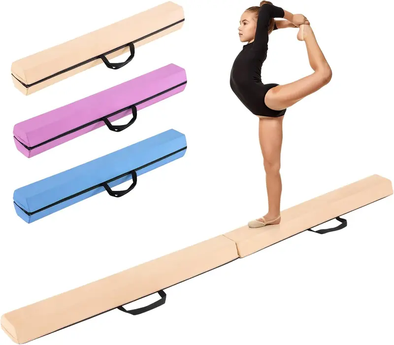 Goplus 7-Fuß-Klapp-Balancebalken, Schaumstoff-Gymnastikbalken mit abnehmbarem Wildlederbezug und rutschfestem Boden
