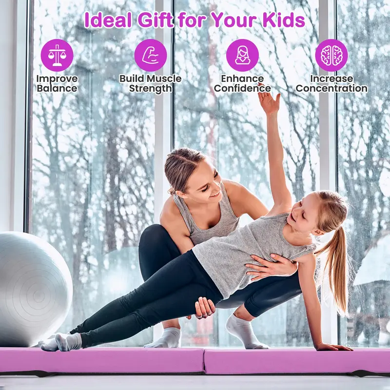 Goplus 7-Fuß-Klapp-Balancebalken, Schaumstoff-Gymnastikbalken mit abnehmbarem Wildlederbezug und rutschfestem Boden