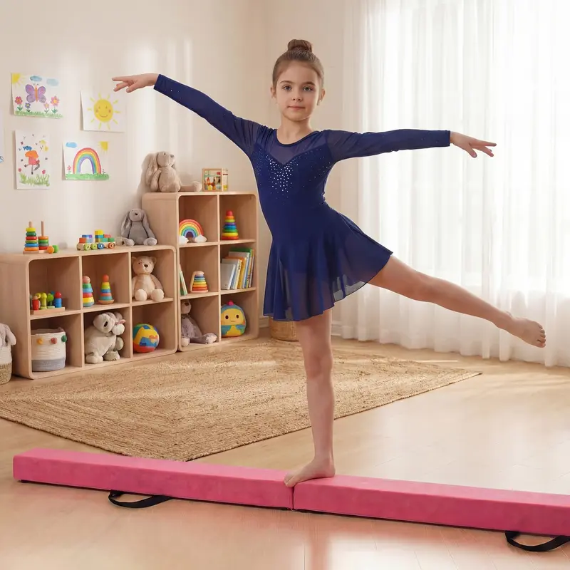 Goplus 7-Fuß-Turnbalken für Kinder, klappbar, rutschfest, mit Schaumstoffunterlage 2