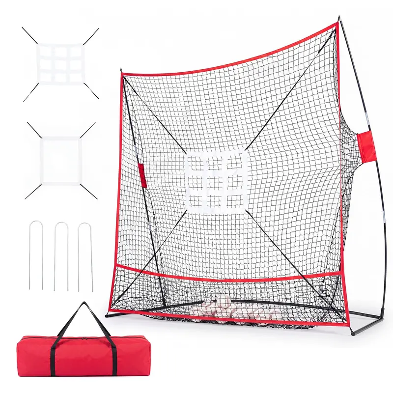Goplus 7 × 7,4 Fuß (ca. 213 × 226 cm) Extra großes Baseball- und Softball-Trainingsnetz mit Ballauffangsystem