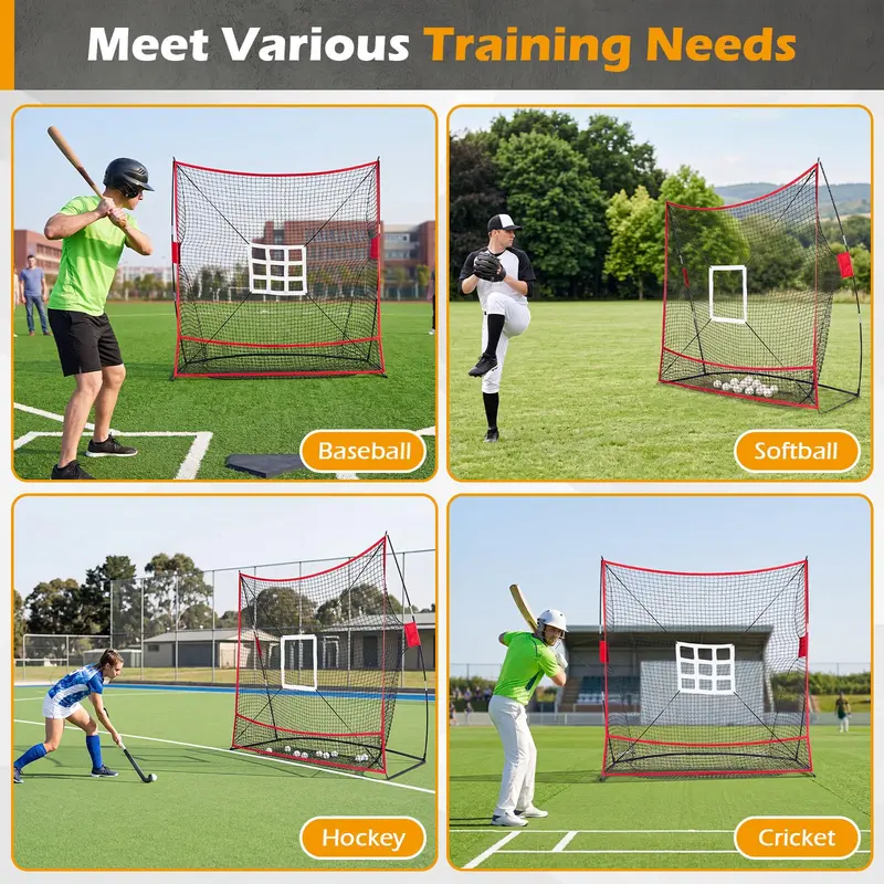 Goplus 7 × 7,4 Fuß (ca. 213 × 226 cm) Extra großes Baseball- und Softball-Trainingsnetz mit Ballauffangsystem