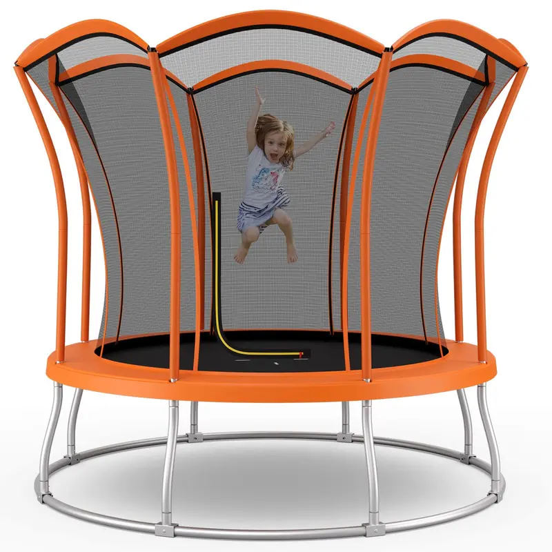 Goplus 8 ft / 10 ft Trampolin für den Außenbereich, ASTM-zertifiziertes Trampolin mit einzigartigem Blumen-Design