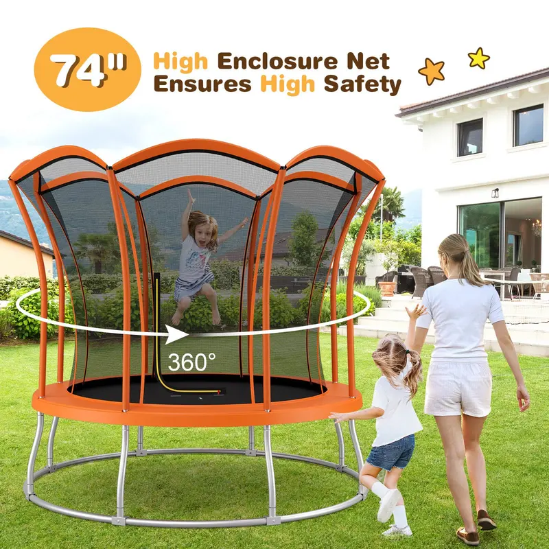 Goplus 8 ft / 10 ft Trampolin für den Außenbereich, ASTM-zertifiziertes Trampolin mit einzigartigem Blumen-Design 2
